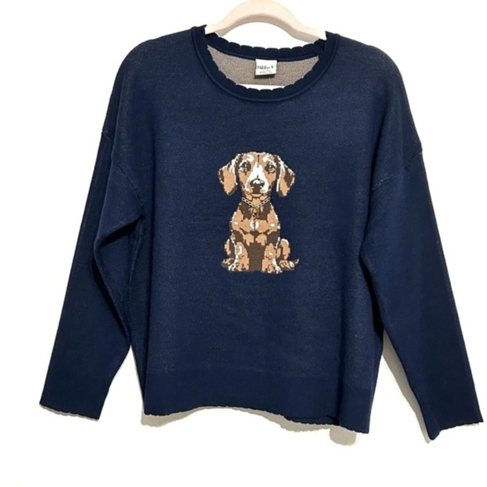 NEW Nikka K NAVY Dachshund Dog
Sweater Puppy Gold Collar STAR HIGH QUALITY SZ L